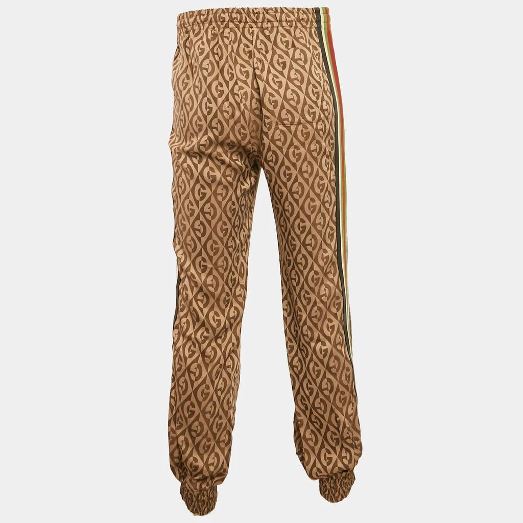 Gucci Gucci Brown Leather Trim Jacquard Track Pants M 3