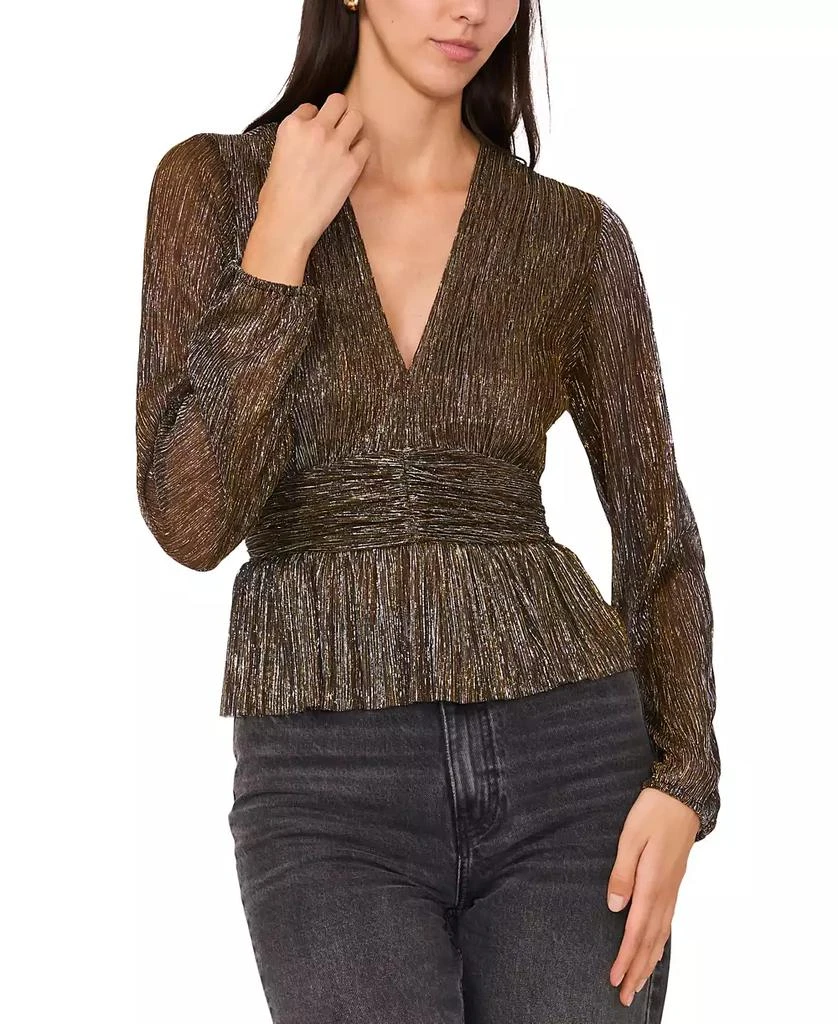 Parker Women's Olivia Metallic-Stripe V-Neck Peplum Top 1