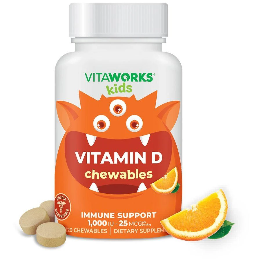 VitaWorks Kids Vitamin D3 1000 IU - Immune Support Chewables Orange 1