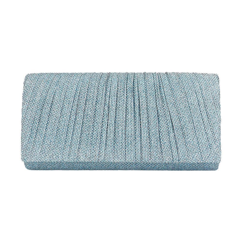 FASHNZFAB Pleated Shimmery Evening Clutch / Crossbody Bag