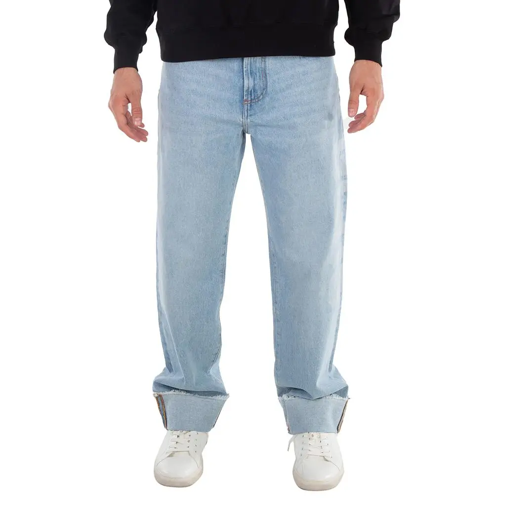 GCDS Relaxed Laser Cotton Denim Logo Trousers