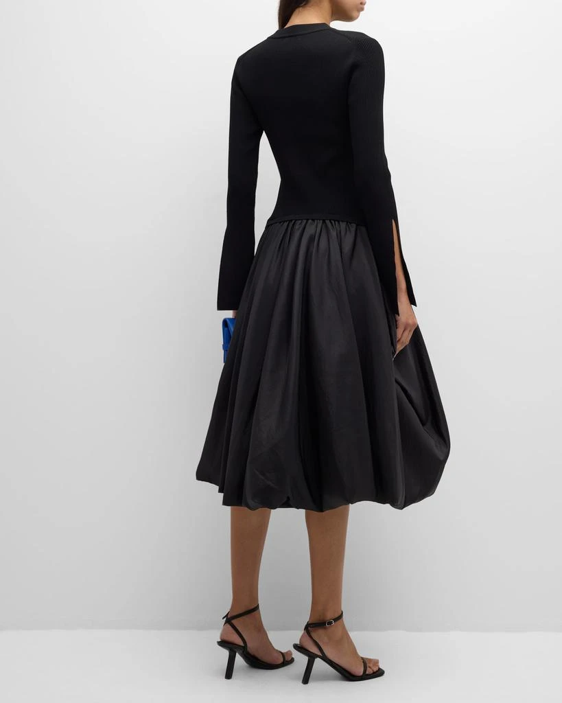 SIMKHAI Kenlie Mixed Media Bubble Midi Dress 6