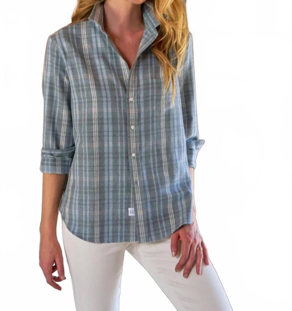 Frank & Eileen Eileen Relaxed Button-Up Shirt In Grey Cream Plaid