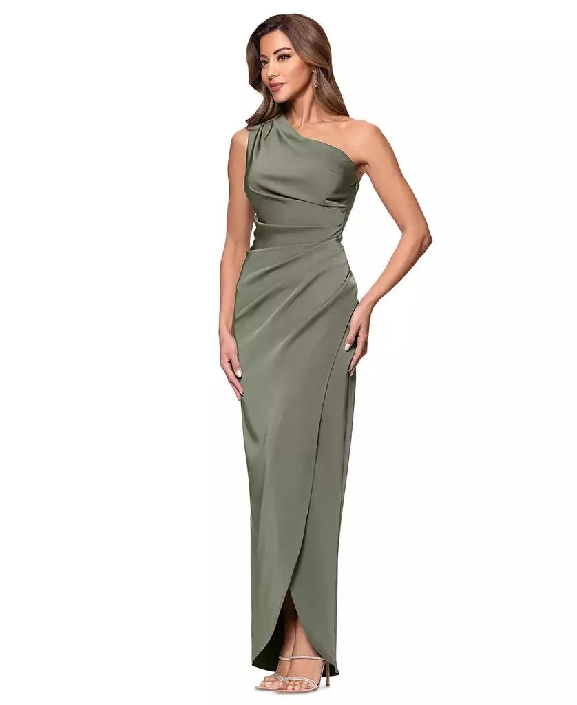 XSCAPE Women's Asymmetric One-Shoulder Satin Gown 3