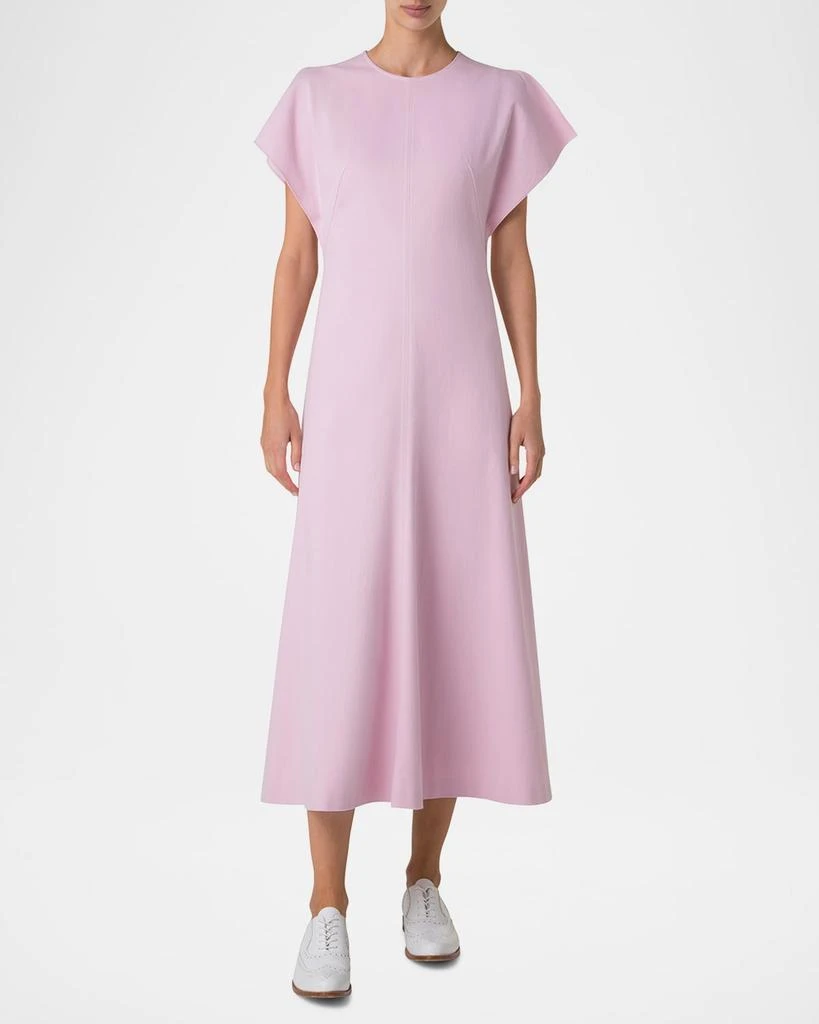 Akris Slit-Sleeve Denim Stretch A-Line Midi Dress 2