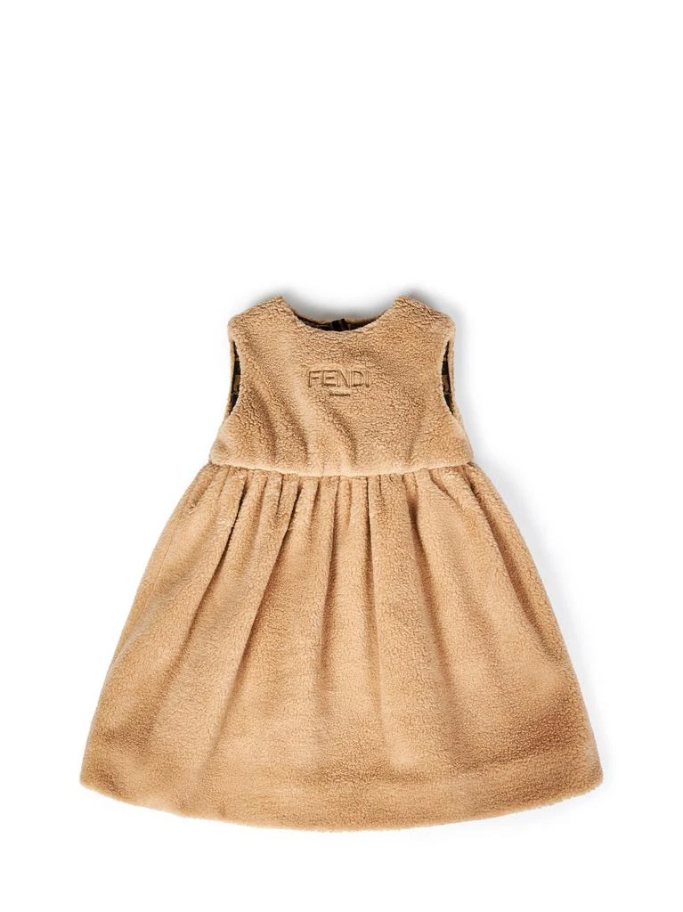 Fendi Baby Girls Teddy Fleece Dress in Beige 18 Mths