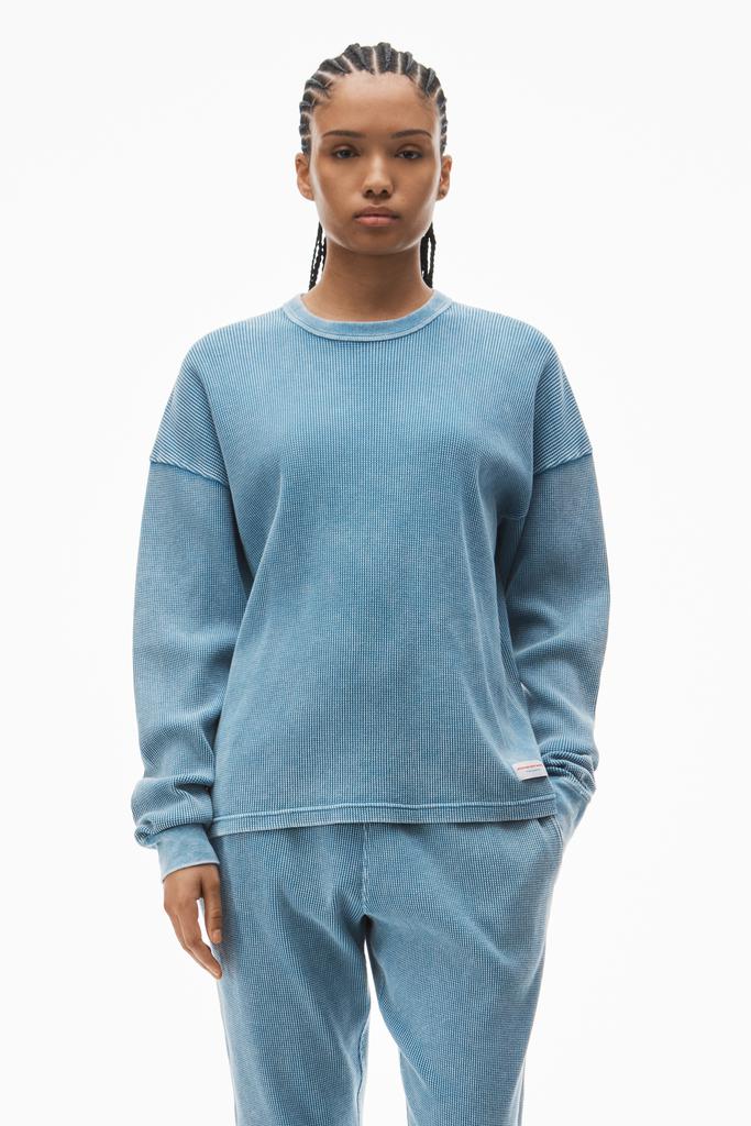 Alexander Wang long-sleeve tee in waffle-knit cotton stretch
