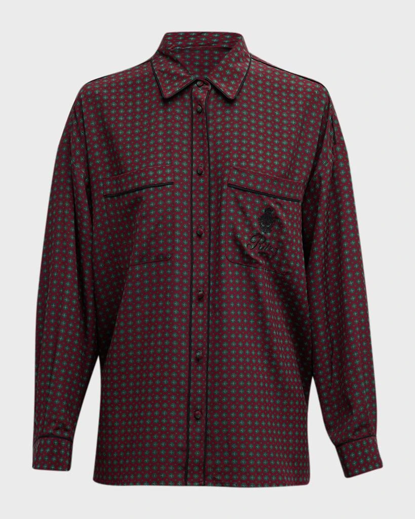 FRAME FRAME x Ritz Paris Printed Silk Button-Front Shirt 3