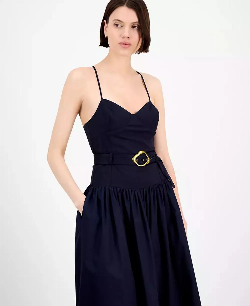 En Saison Women's Melody Mixed-Media Belted Midi Dress 4