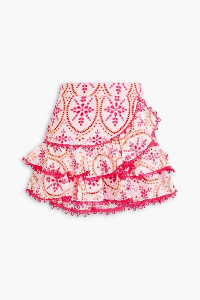 Charo Ruiz Ibiza Lynx ruffled broderie anglaise cotton-blend mini skirt