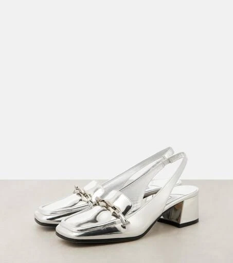 Jimmy Choo Diamond Tilda metallic leather slingback pumps 5