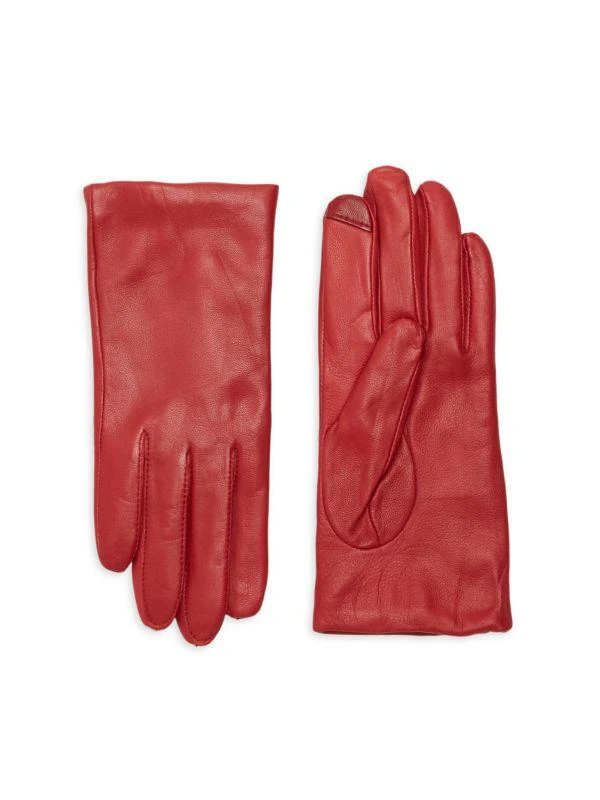 Saks Fifth Avenue Cashmere Lined Leather Tech Gloves 1