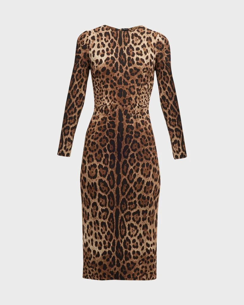 Dolce & Gabbana Leopard-Print Long-Sleeve Midi Dress 1