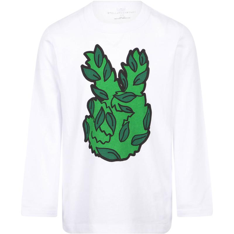 Stella McCartney Green peace organic cotton long sleeved t shirt in white