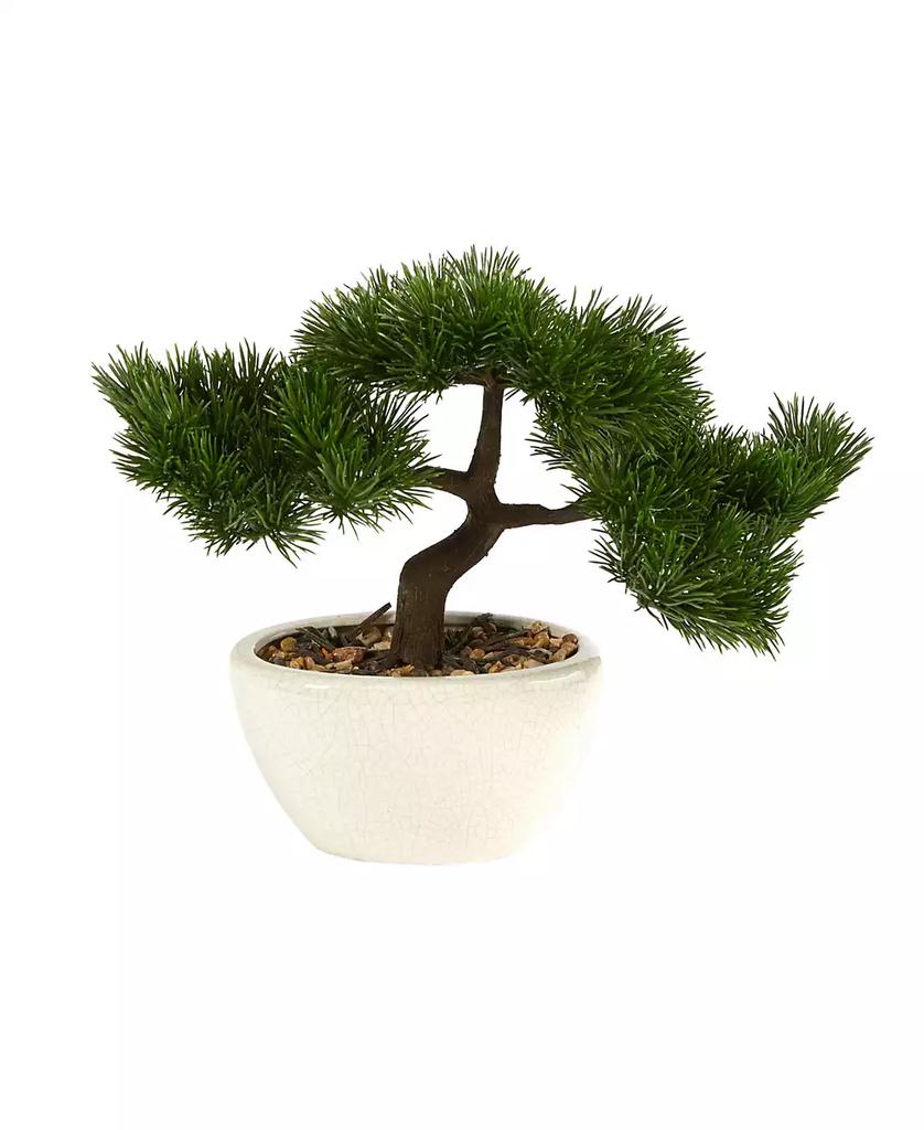 NEARLY NATURAL 10" Cedar Bonsai Artificial Tree in Decorative Planter