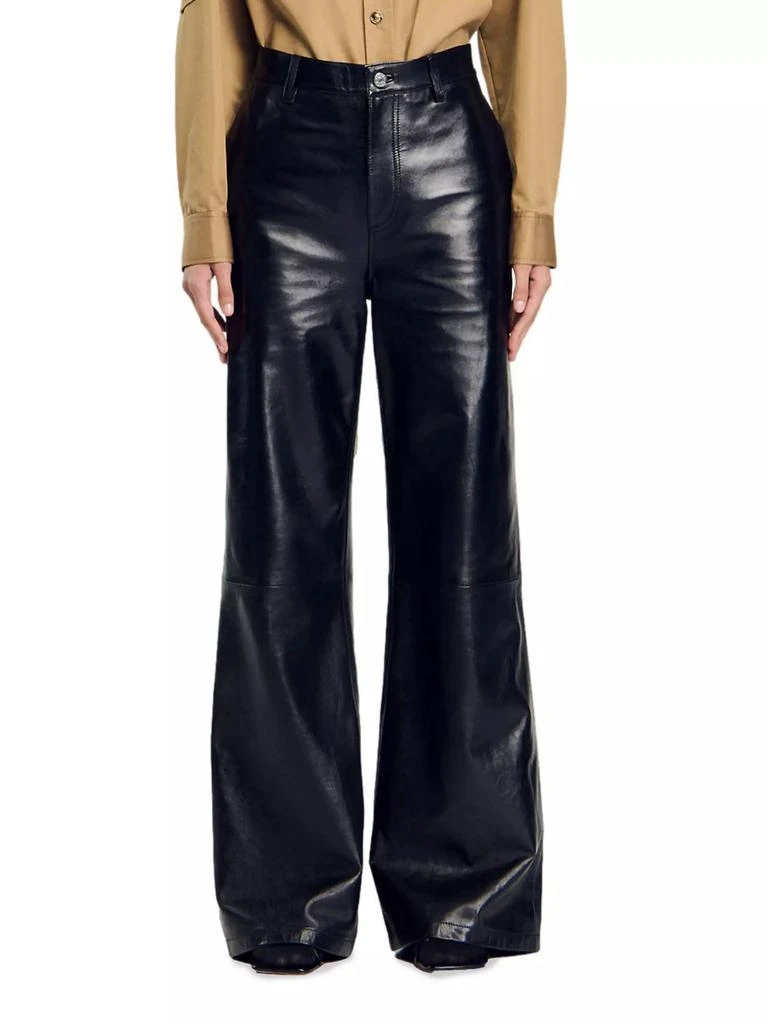 Sandro Flared Leather Trousers 2