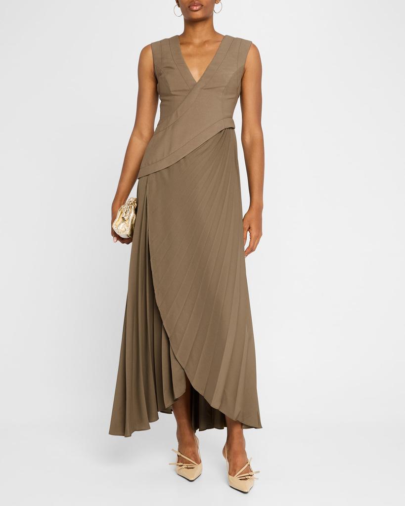 Acler Fairfield V-Neck Pleated Maxi Dress