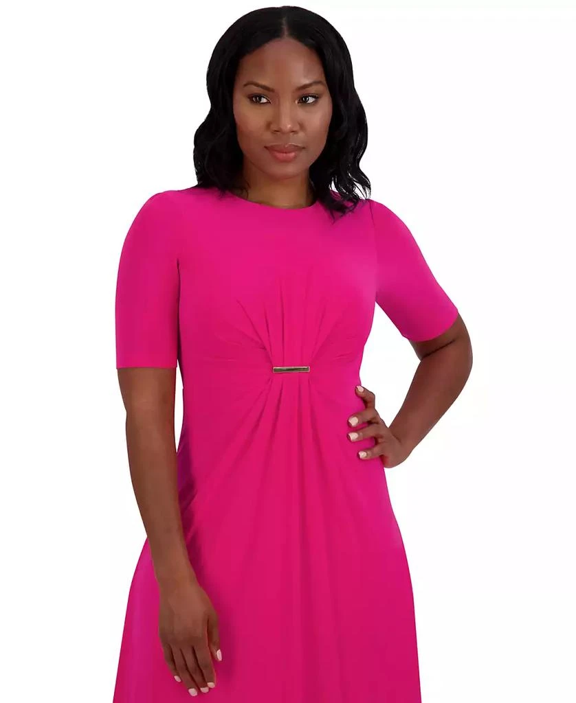 Jessica Howard Petite Jewel-Neck Center-Pleat Midi Dress 4