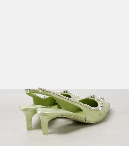 Gucci Crystal-embellished satin slingback pumps 2