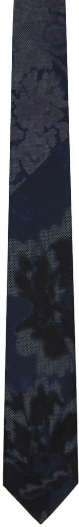 Dries Van Noten Navy Printed Tie