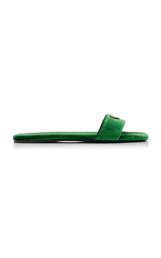Prada Prada - Velvet Slide Sandals - Green - IT 36.5 - Moda Operandi 1