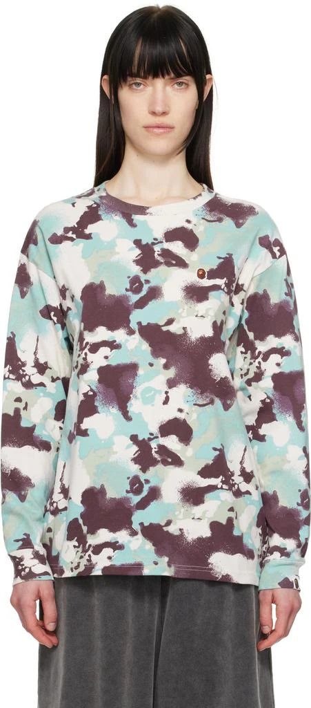 Bape Blue & Purple Map Camo Long Sleeve T-shirt 1