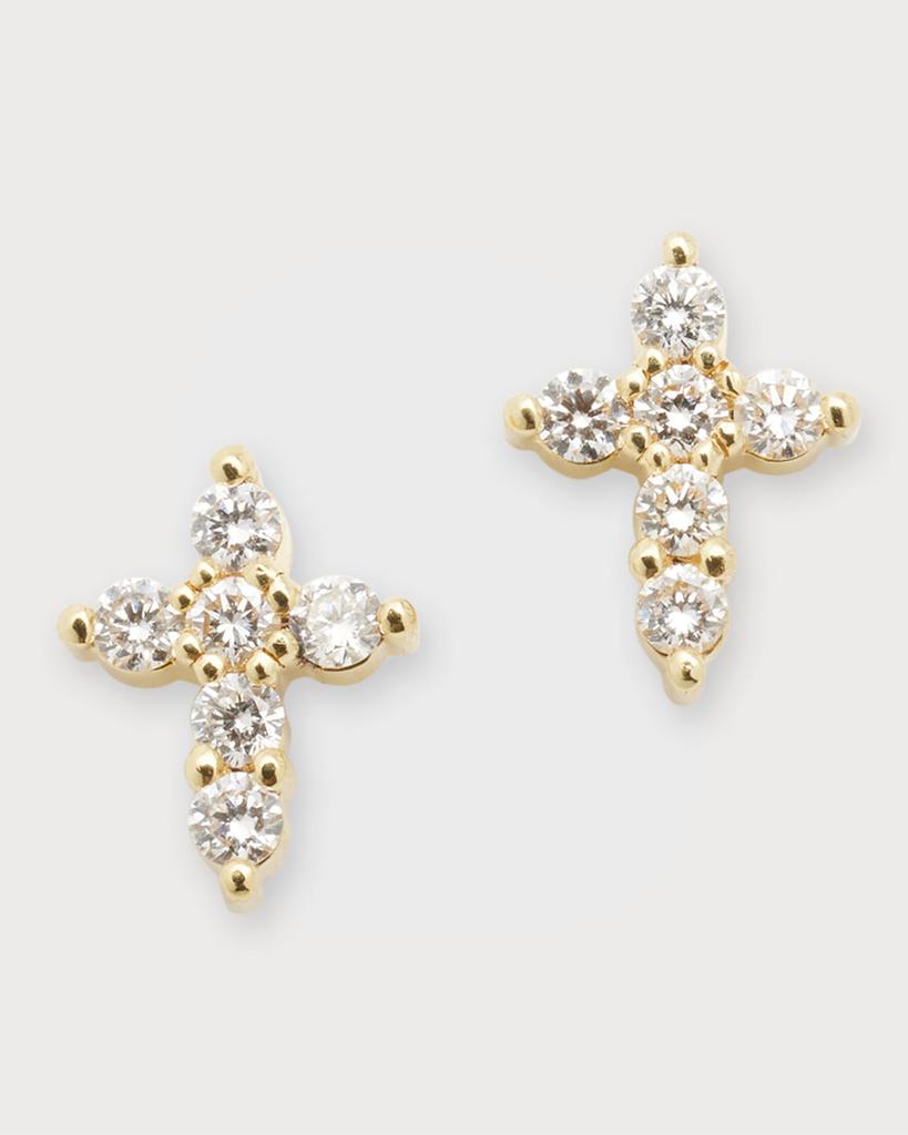 Roberto Coin Mini Diamond Cross Stud Earrings