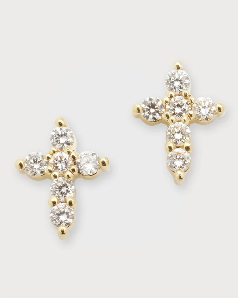 Roberto Coin Mini Diamond Cross Stud Earrings 1