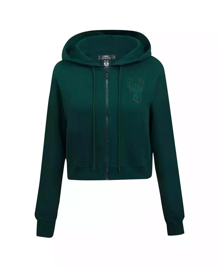 Pro Standard Women's Hunter Green Milwaukee Bucks Triple Tonal Full-Zip Hoodie 4