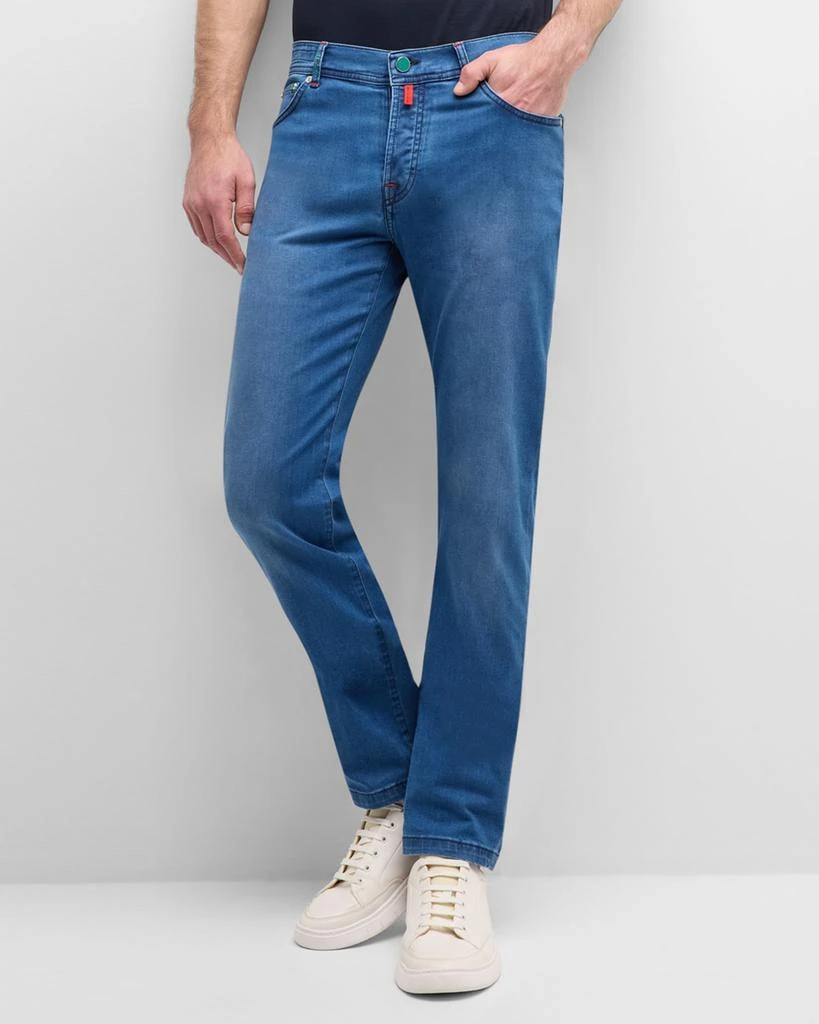 Kiton Men's Slim-Straight Light-Wash Jeans 6