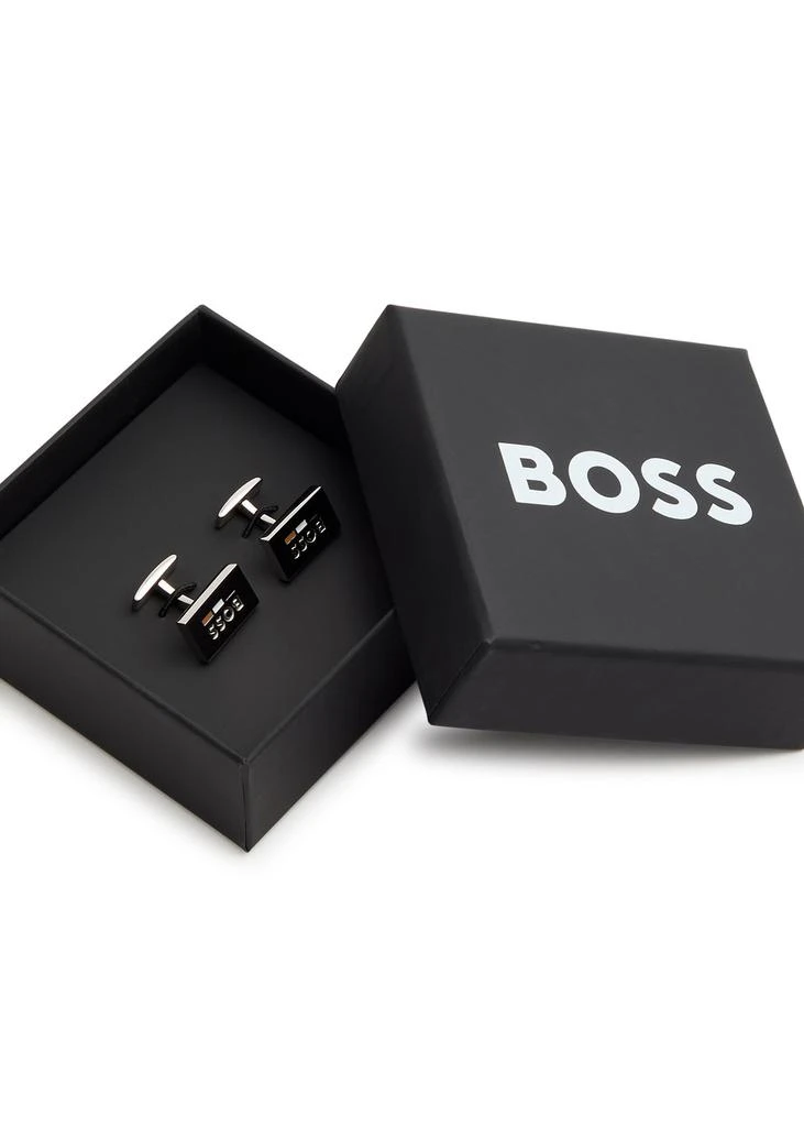 Hugo Boss Logo-engraved metal cufflinks 3