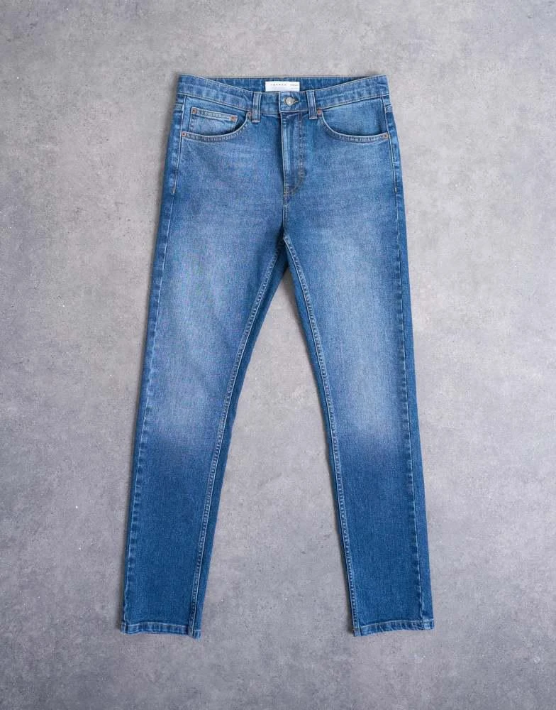 Topman Topman stretch skinny jean in mid wash 6