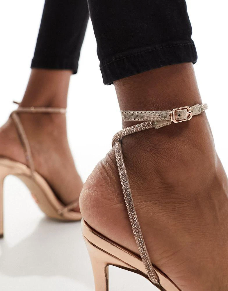 Steve Madden Steve Madden Slayed embellished strap heeled sandals in rose gold 3