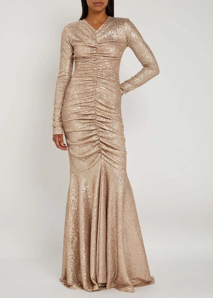 Norma Kamali Sequined ruched gown 2