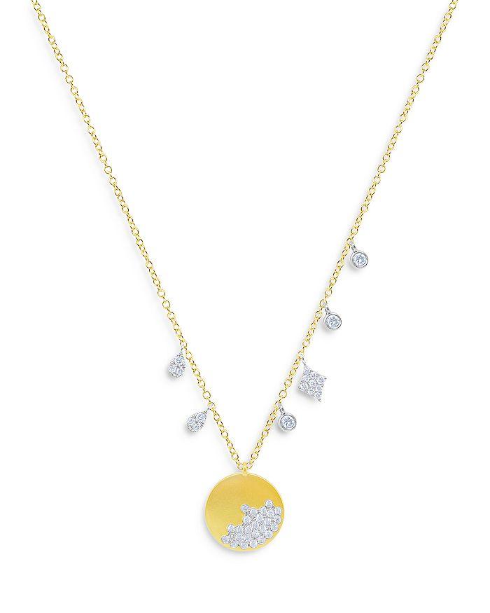 Meira T 14K White & Yellow Gold Diamond Disc & Dangle Pendant Necklace, 16-18"