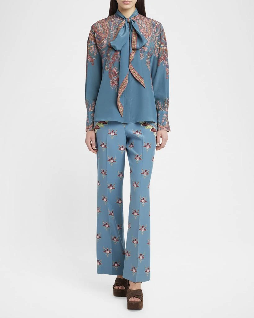 ETRO Largo Floral Paisley Silk Straight-Leg Pants 2