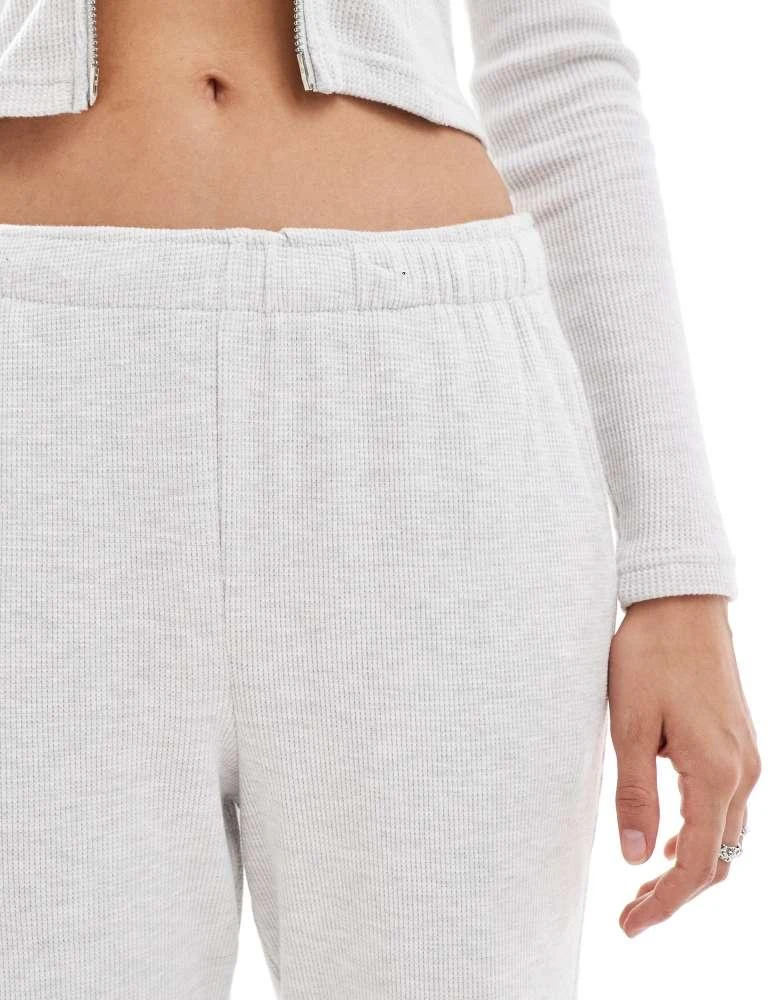 Bershka Bershka wide leg co-ord waffle joggers in grey 3