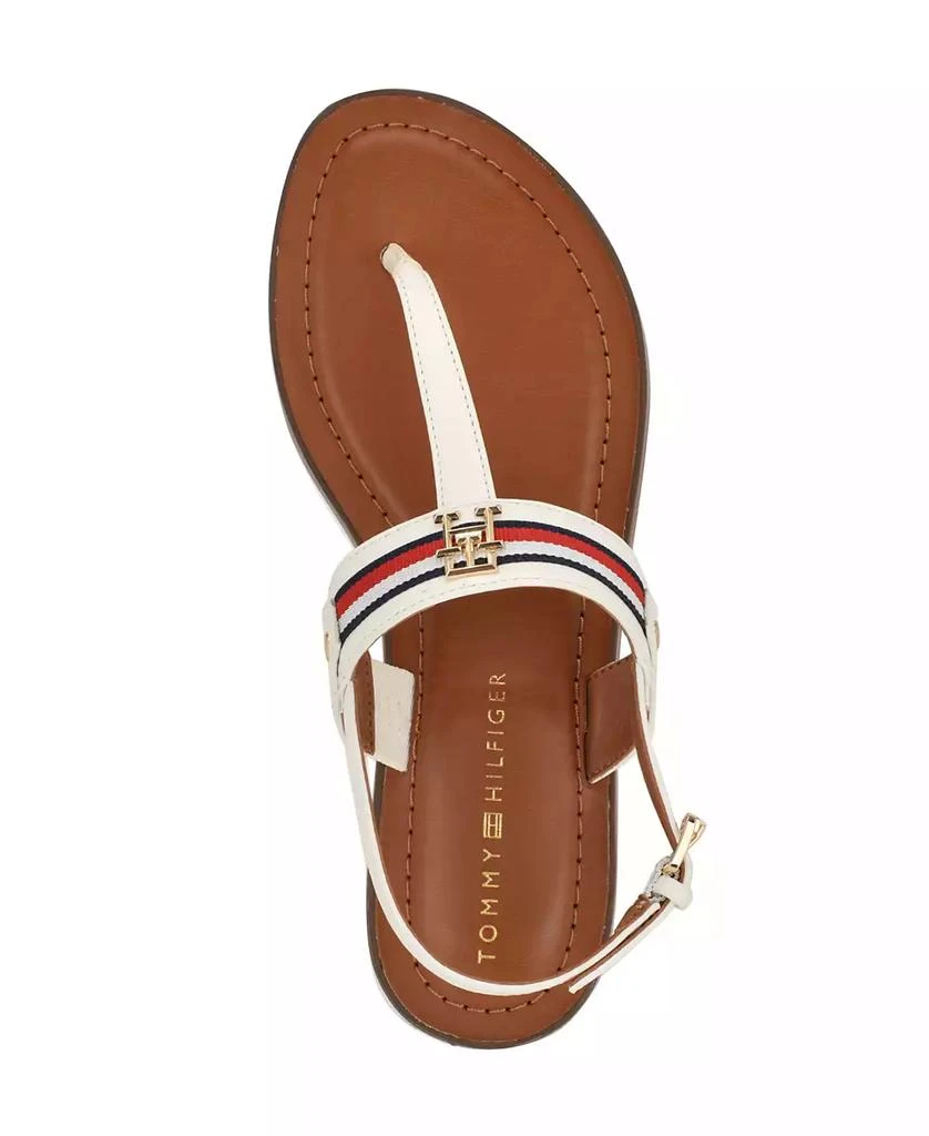Tommy Hilfiger Women's Gabry Signature Stripe T-Strap Flat Sandals 4