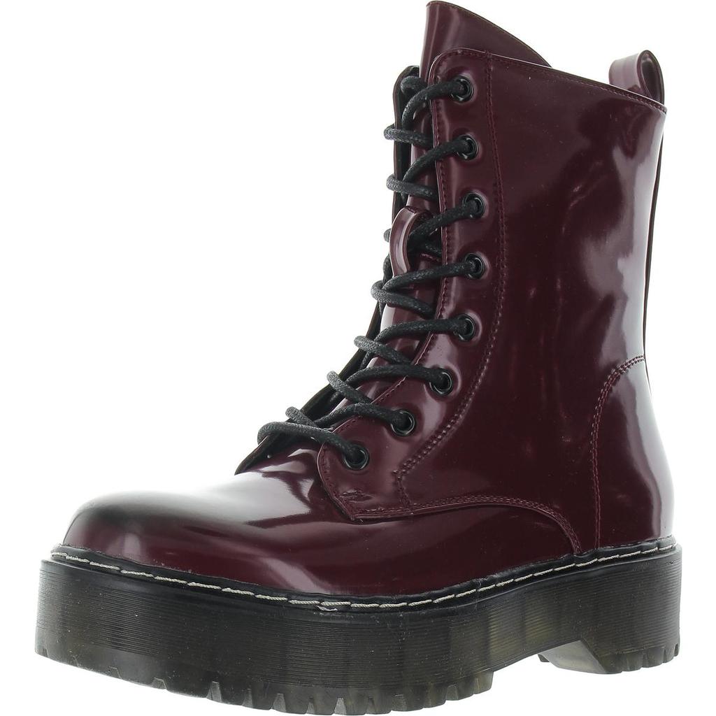 UNIONBAY Kiwi Womens Zipper Patent Combat & Lace-Up Boots