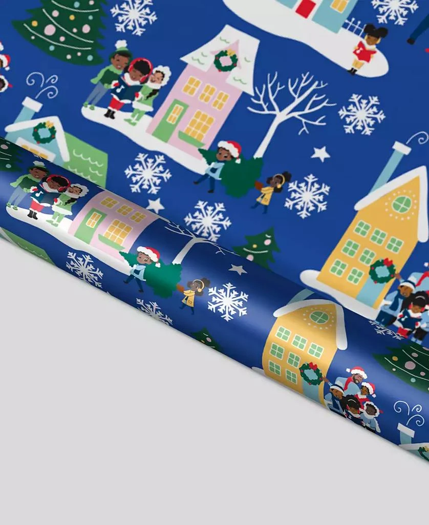 Black Paper Party Blue Carolers Foil Gift Wrap 4