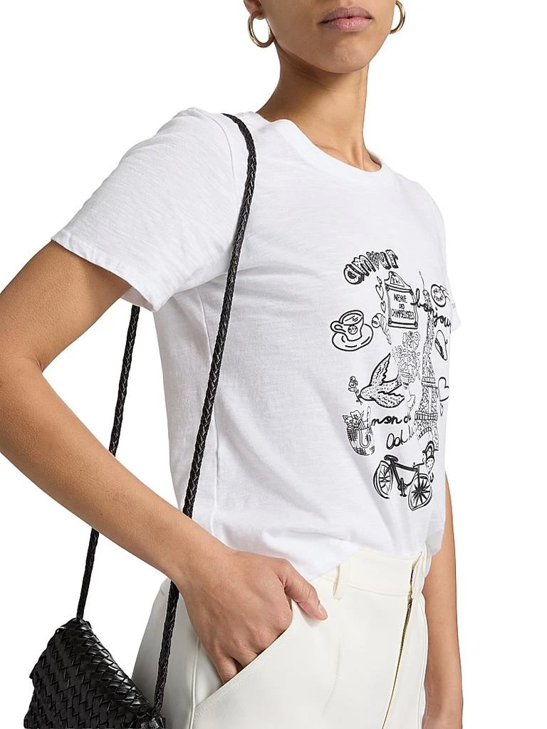 Cinq à Sept Paris Doodle Rhinestone-Embellished Cotton T-Shirt 6