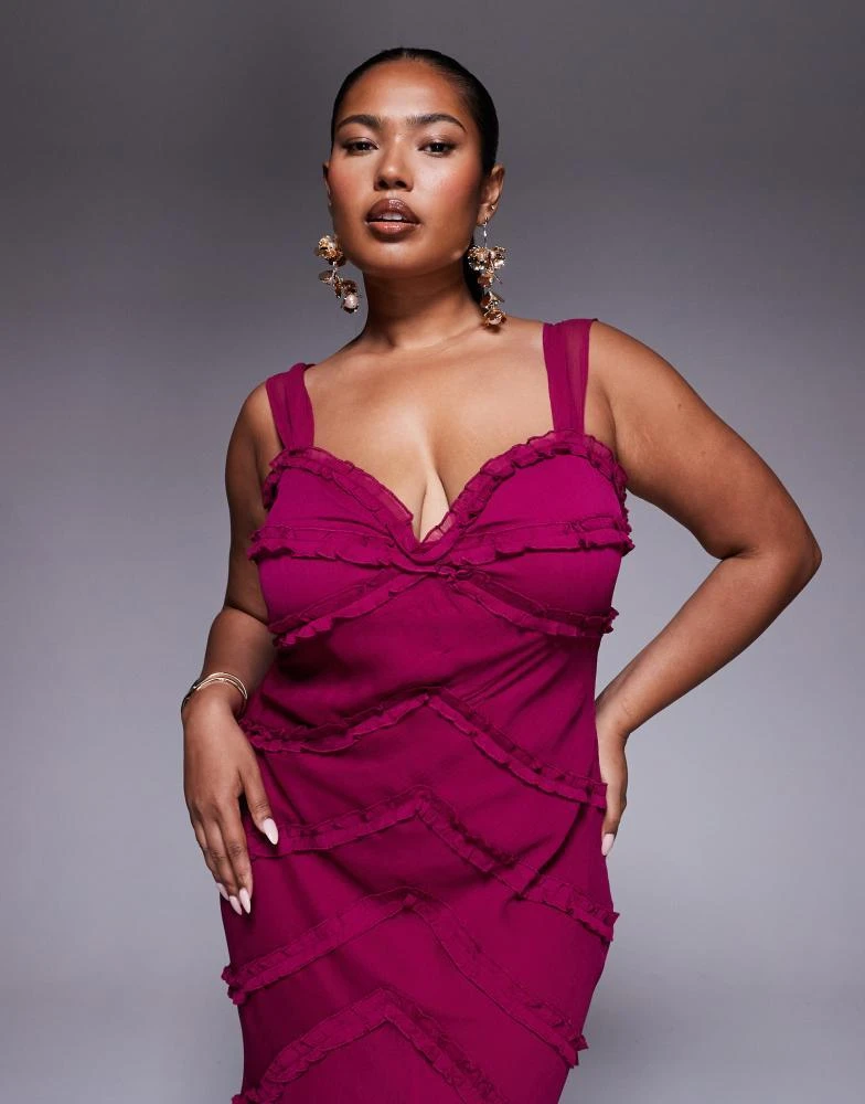 white christmas dresses Catalina Plus Size Pink Floral Wrap Maxi Dress– Hello Curve main image 1