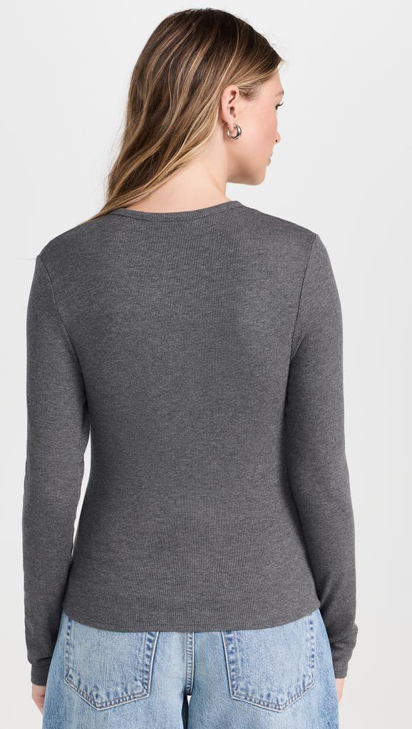 LNA Gabriella Ribbed Snap Henley