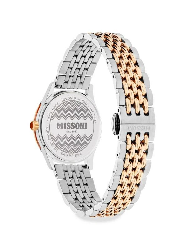 Missoni Chevron Lover IP Two Tone Gold Stainless Steel Bracelet Watch 5