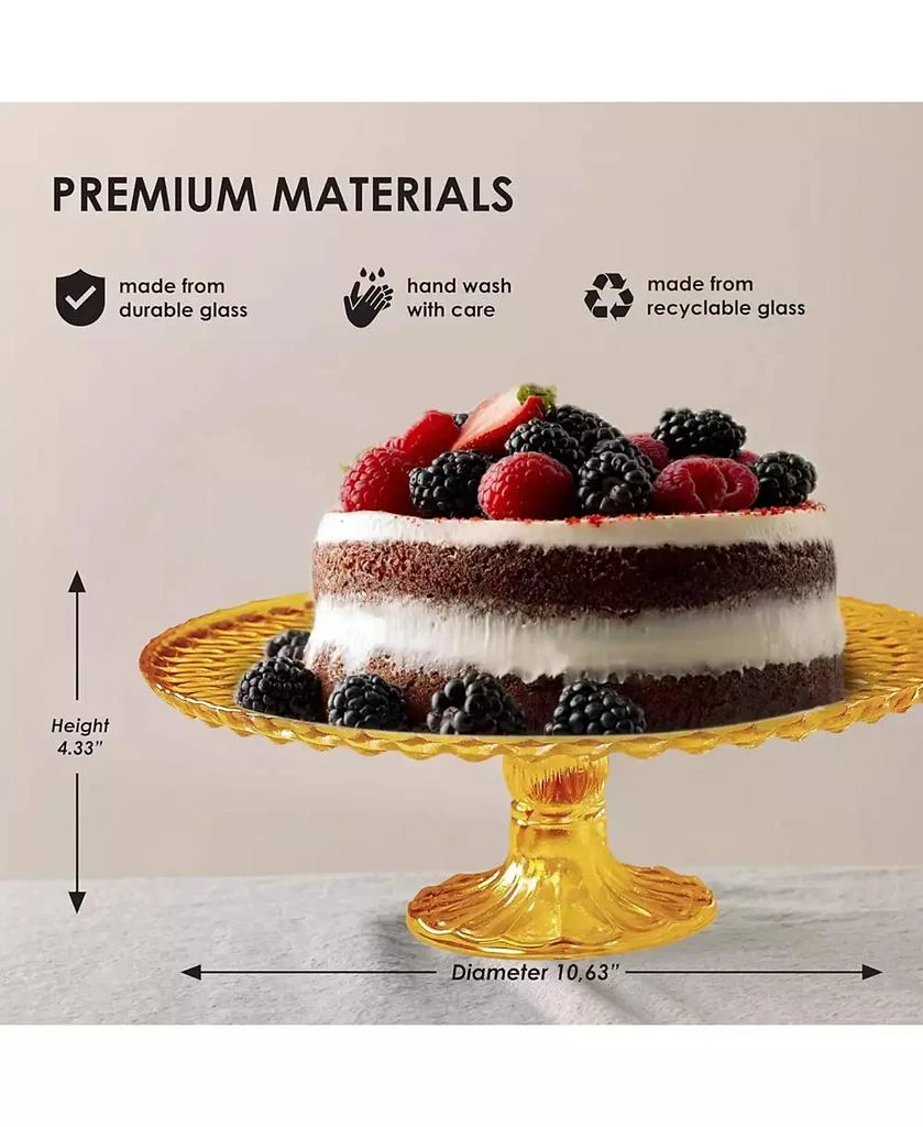 Amici Home Rochester Footed Glass Cake Stand - Amber 5