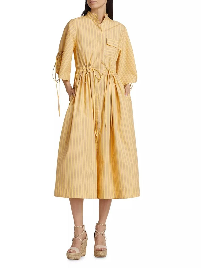 Hevron Yana Stripe Linen Midi-Dress 3