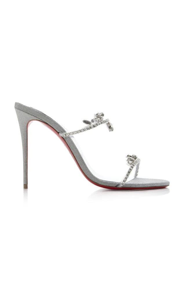 Christian Louboutin Christian Louboutin - Just Queen 100mm Crystal-Embellished Leather PVC Sandals - Silver - IT 38.5 - Moda Operandi 1