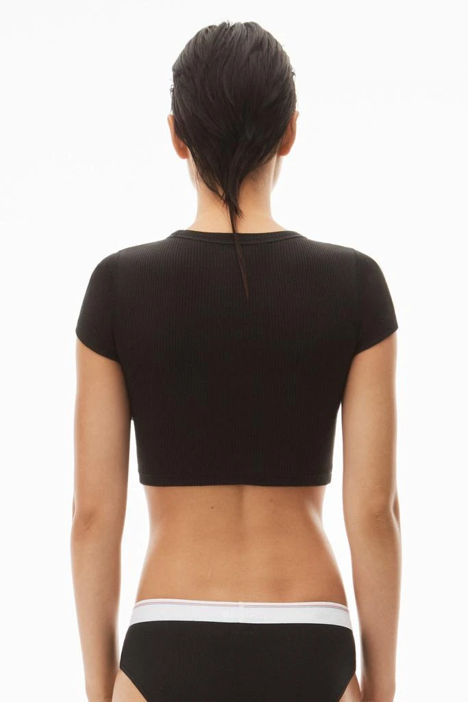 Alexander Wang Cropped Short-Sleeve Tee in Ribbed Cotton Jersey 4