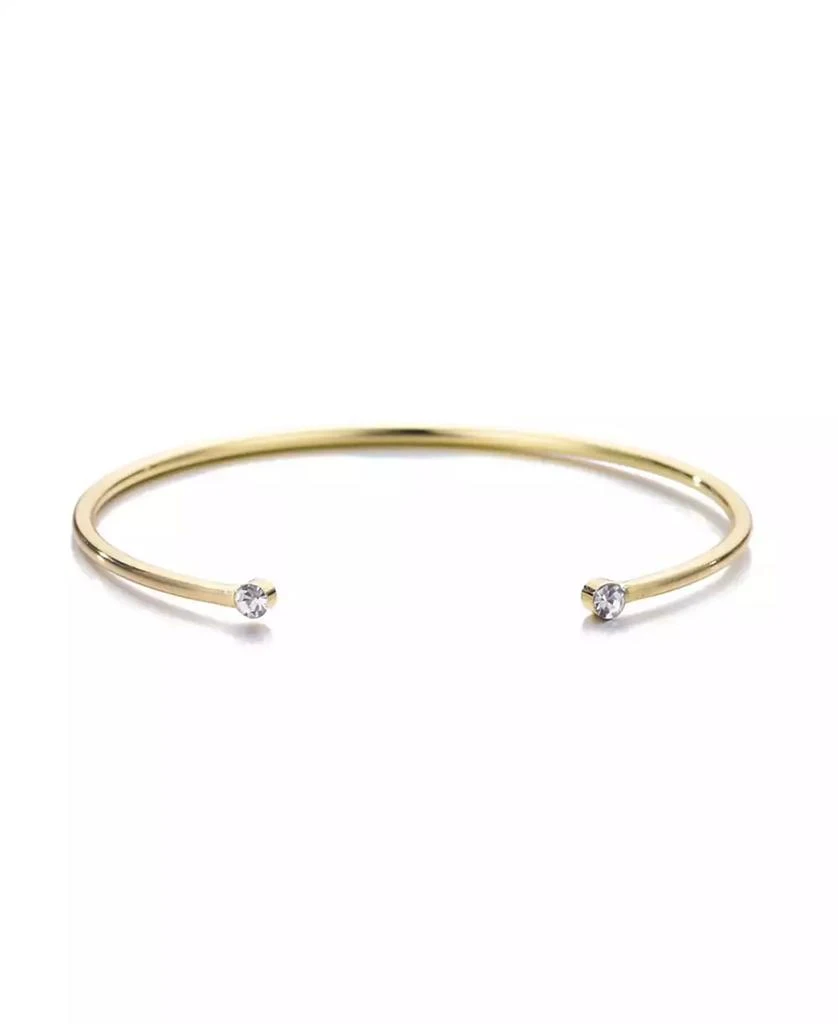 ADORNIA Gold Crystal Ends Open Cuff Bracelet