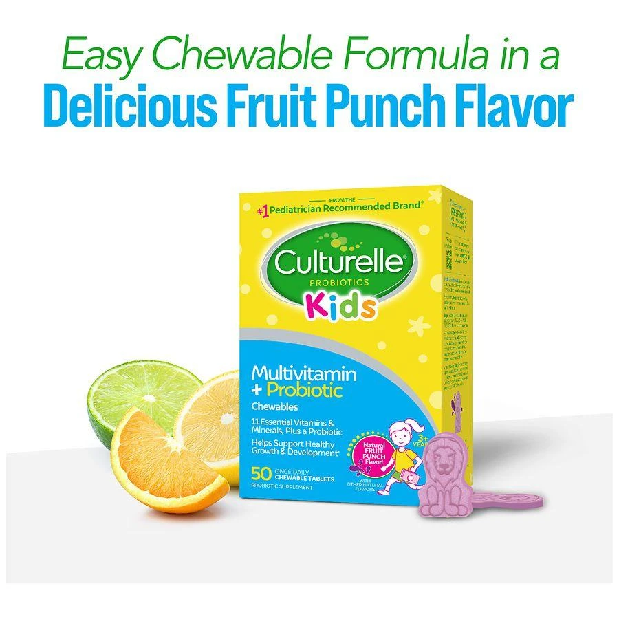 Culturelle Kids Complete Chewable Multivitamin + Probiotic, Ages 3+ Fruit Punch 3